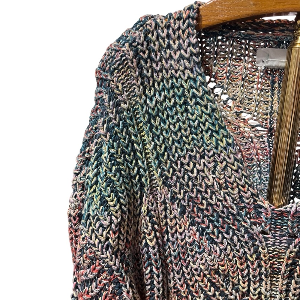 Anthropologie Multicolor Chroma Chunky Knit V-Neck Sweater 1X - Picture 5 of 16